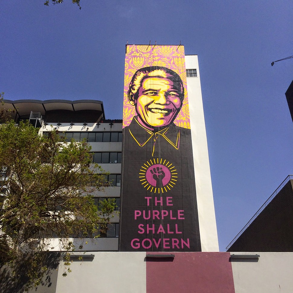 Shepard Fairey Obey The Purple Shall Govern Johannesburg mural street art urbain graffiti Photos Derek Smith 4