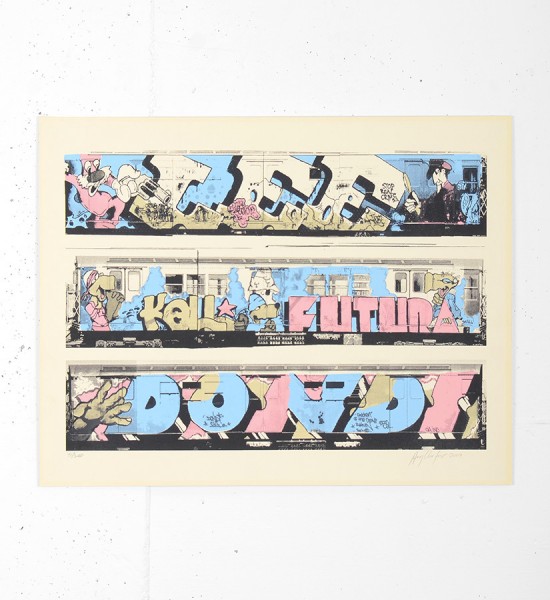 Entitled "Lee, Kell, Futura, Dondi", this screen print by Henry Chalfant is an edition of 200. Made in 2004 it is signed and numbered by the photographer. Format : 15,7 x 20 inches (40 x 51 cm). The work is sold unframed.