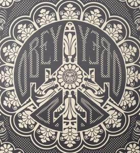 Shepard Fairey Obey Giant Peace bomber offset print artwork oeuvre art 2009 detail 1