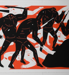 Cleon Peterson Burning The Dead red rouge artwork screen print serigraphie oeuvre art detail 1