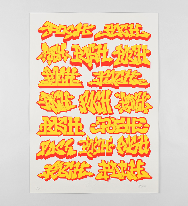 Typography accumulation (yellow and red)