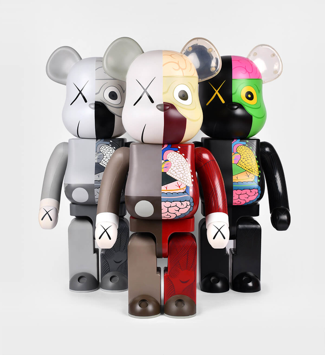 Bearbrick Dissected Companion 1000% (black, brown, grey)