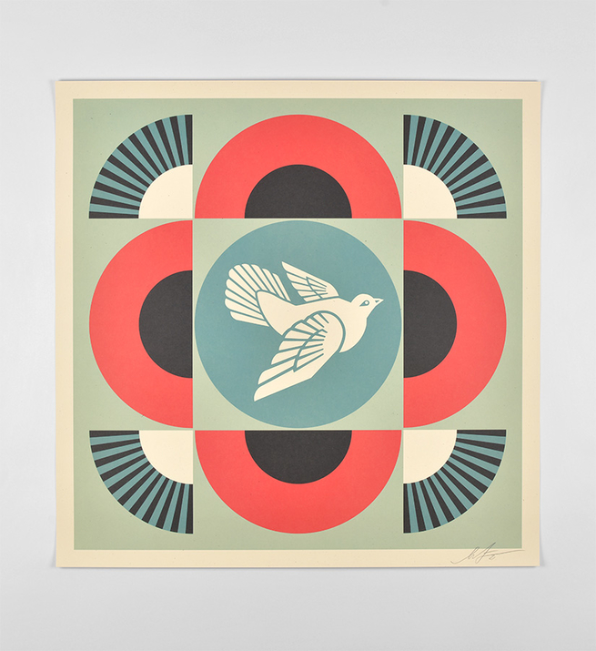 Geometric dove (red version)